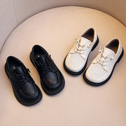 男童皮鞋真皮镂空夏季凉鞋，2024儿童透气单鞋软底女童表演童鞋