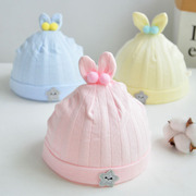 新生儿帽子夏天纯棉婴儿胎帽0-3个月可爱单层初生儿1女宝宝套头帽