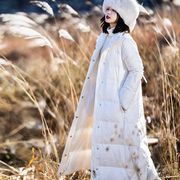 暖玉生香设计感白色羽绒服女冬季长款2023立领棉服小个子