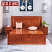 红木家具非洲花梨木双人床中式实木高低床主卧1.8米婚床卧室家具