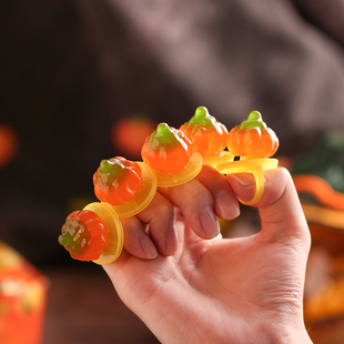万圣节限定-金健3D南瓜戒指糖180g整罐装儿童趣味糖果休闲零食品