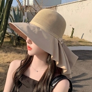 遮阳披肩帽子女夏季专业防晒帽防紫外线大护颈太阳帽户外度假帽子