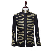 英国宫廷欧洲贵族王子，服装欧式复古军装，礼服男士歌手演出外套上衣