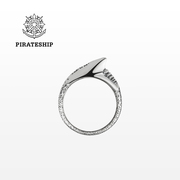 海盗船银饰鲨鱼牙戒指个性潮复古饰品925银时尚原创设计指环
