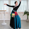 藏族舞蹈表演服装女练习裙藏服黑色民族，练功上衣演出服西藏半身裙