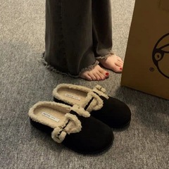 博肯女鞋复古鞋女2023年韩版冬季拖鞋女外穿休闲平底穆勒
