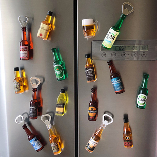 网红啤酒开瓶器冰箱贴抖音 仿真酒吧启瓶器创意装饰起子磁贴磁铁
