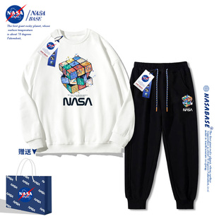 NASA联名魔方卫衣裤一套套装男2023炸街高级感情侣秋冬款外套