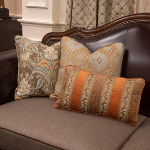 美式皮沙发抱枕靠垫套复古进口靠枕样板房双面提花咖啡套装组合