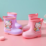 凯蒂猫女童雨靴防水防滑女宝宝粉色雨胶鞋轻便舒适厚底幼儿园水鞋