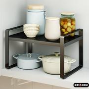 可伸缩厨房置物架台面，隔板橱柜分层柜内收纳架子，调料桌面单层锅架