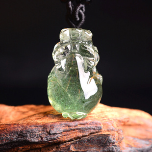 天然绿幽灵水晶男女霸王貔貅吊坠绿水晶原石男女项链随身挂件