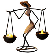 复古铁艺烛台蜡烛摆件欧式创意，小金属烛光装饰桌浪漫晚餐布置道具