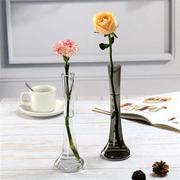小清新玻璃花瓶单支插花百合玫瑰透明现代时尚餐桌酒店小花瓶摆件
