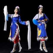 新藏族舞蹈演出服装水袖可拆广场舞套装少数民族风表演服饰西藏卓