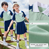 男女童蓝绿色运动会校服短袖套装一年级活力班服幼儿园园服棒球服