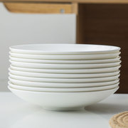 景德镇骨瓷盘子陶瓷菜盘家用炒菜碟子创意，餐具中式深盘简约圆形碟