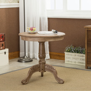 欧式美式茶几实木圆形简约小圆桌，美式咖啡桌橡木，阳台小茶几洽谈桌