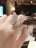 日式轻奢装饰戒子女网红个性，立体镂空蝴蝶，戒指气质闪钻开口食指环