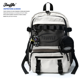 truffle潮牌大容量双肩包男电脑，背包初中高中书包女大学生旅行包