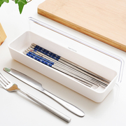 日式筷子收纳盒盒防尘带盖筷子，勺子餐具沥水盒子家用长方形筷子笼
