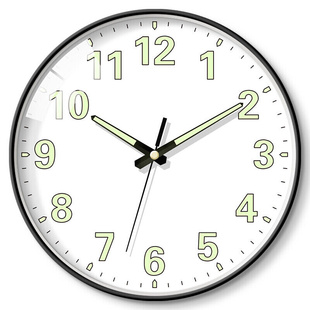 挂钟12寸夜光创意钟表，客厅卧室石英钟，家用圆形时钟轻奢壁钟挂
