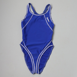 8818出口外贸连体泳衣，蓝色露背女士连身，泳衣专业训练成人游泳衣
