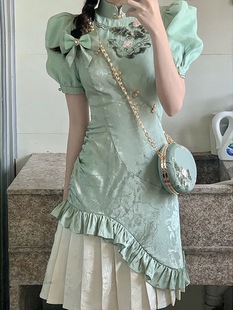 新中式复古国风旗袍2023夏季气质，优雅显瘦少女年轻款连衣裙女