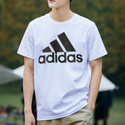Adidas阿迪达斯短袖男2024春季运动T恤纯棉半袖白色体恤上衣