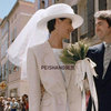 白色帽式礼帽头纱婚纱，礼服短款影楼拍照造型款，婚礼新娘头纱配饰