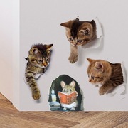 房间墙角贴画视觉3D立体墙贴可爱猫咪老鼠墙壁角落贴纸装饰小图案