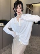 rrfashion长袖t恤女2024夏季韩系中长款打底衫纯色圆领上衣