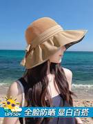 女式帽子时尚潮帽草帽，女款三亚海边拍照春天太阳帽，薄款帽孑大帽檐