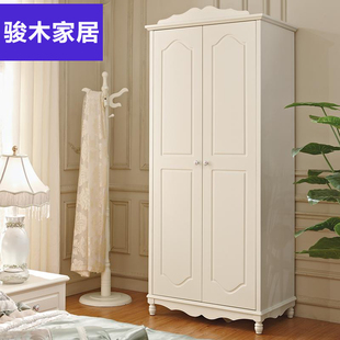 韩式田园衣柜实木欧式四x门白色衣橱玻璃推拉门收纳挂衣柜