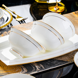 碗碟套装家用欧式轻奢骨瓷餐具碗盘碗筷陶瓷盘子菜盘碟子家用饭碗