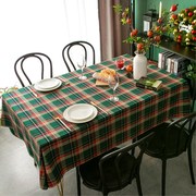 新年圣诞节桌布长方形复古格纹红色绿色茶几台布格子小方格网红