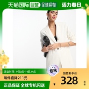 香港直邮潮奢 ASOS 女士设计修身亚麻米白色西装上衣