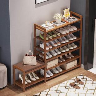 北欧简易鞋架实木多层鞋柜，家用进门口多功能，可坐换鞋凳穿鞋凳