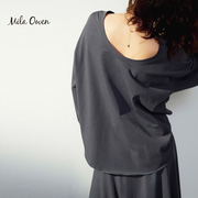Mila Owen 春夏季款日系圆领露背设计感宽松长袖卫衣T恤上衣女士
