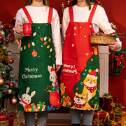 圣诞老人无袖围裙加厚防水大号可爱卡通罩衣厨房烘焙美术工作服