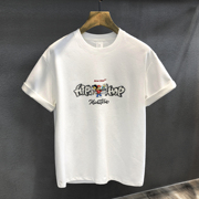 高端日系潮牌卡通刺绣宽松短袖T恤男士2024夏季体恤美式