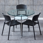 钢化玻璃餐桌家用玻璃圆桌洽谈桌椅，组合玻璃桌，会客桌洽谈桌小圆桌