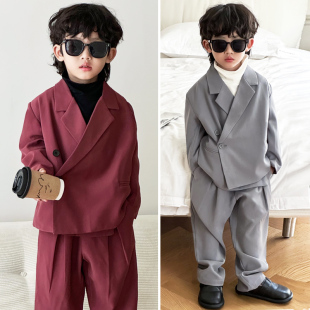 2023秋冬季洋气儿童西装二件套 韩版帅气童装男童礼服套装