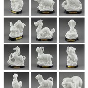 陶瓷十二12生肖摆件鼠牛虎兔龙蛇，马羊猴鸡狗猪，全套白瓷器(白瓷器)风水德化