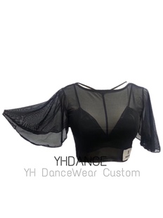 YHDANCE2023拉丁舞上衣女舞蹈练功服成年网纱蝙蝠袖显瘦D092