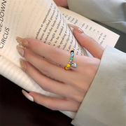 彩色串珠手链戒指女2023弹力绳食指戒指小众设计时尚闺蜜指环