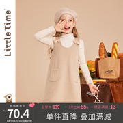 littletime女童毛呢背心裙2023春秋装复古韩版秋冬儿童连衣裙