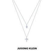 JUSONG KLEIN精致简约双层十字架项链女轻奢小众设计感锁骨链潮流