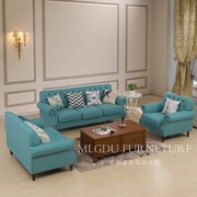 棉麻布艺拉扣沙发 美式乡村风格法式家具单双三人沙发组合客厅