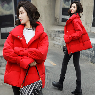 棉服女 2020年冬季 韩范短款大红色复古结婚小个子保暖面包服